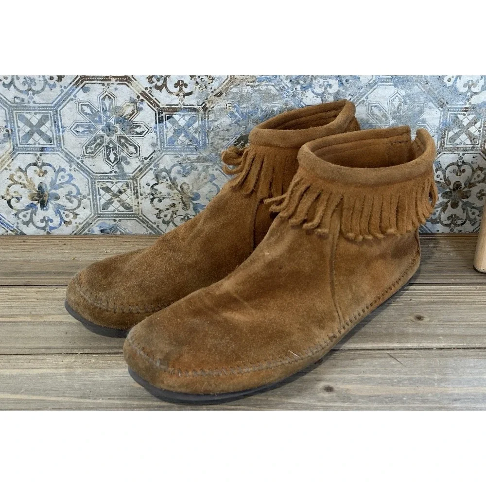 Minnetonka Suede Ankle Moccasins Native BOHO Women's 9.5 Aztec